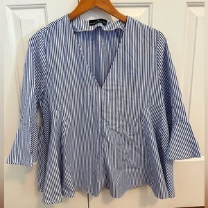 Tuckernuck Pomander Place Addie Striped V-Neck Blouse size Large